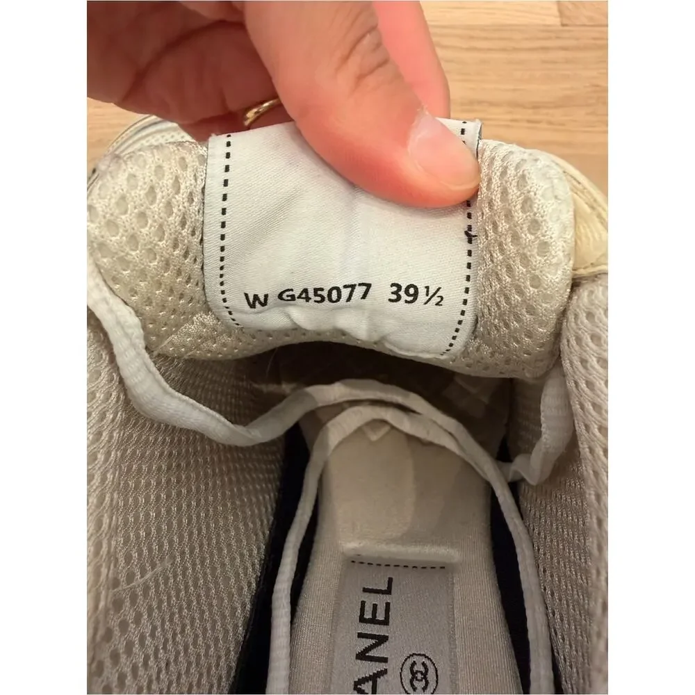 CHANEL Beige Cream Lace-Up Sneakers with Logo